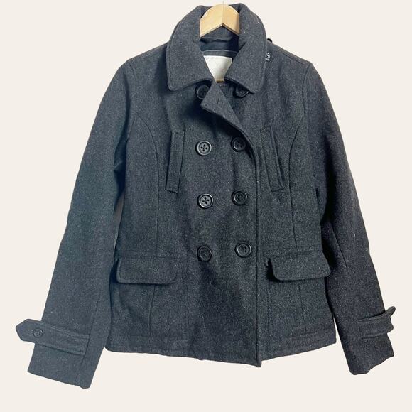 American Eagle Dark Gray Utilitarian Wool Pea Coat Size M - Picture 1 of 9